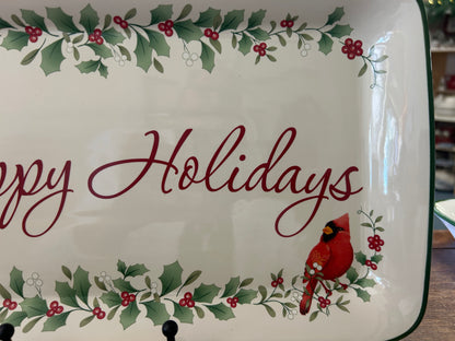 Red Green White Pfaltzgraff RARE Winterberry Cardinal Platter, 14"