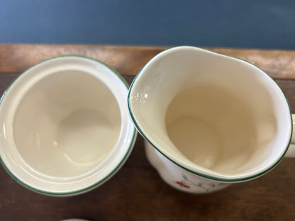 Red Green White Pfaltzgraff Winterberry Sugar & Creamer, 5"