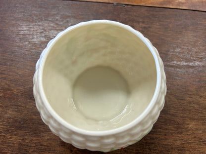 Red Green White Belleek RARE Enchanted Holly Sugar Ireland, 2 1/4"