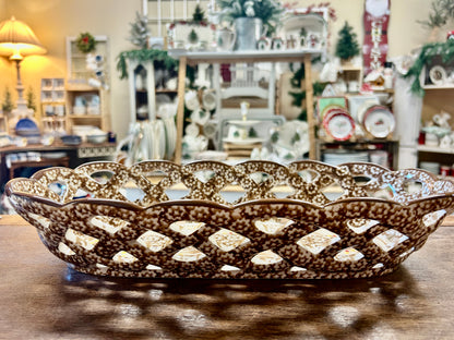 Brown Temptations Old World Basket Bowl, 14 1/2"
