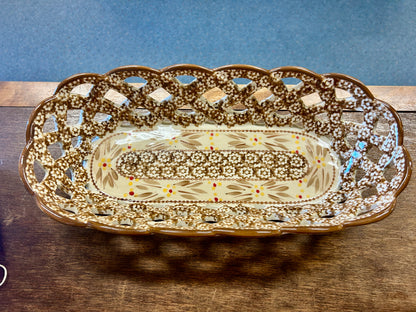 Brown Temptations Old World Basket Bowl, 14 1/2"