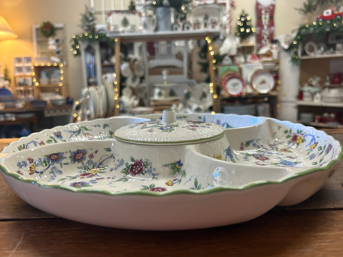 Multicolor Andrea by Sadek Floral 5 Section Platter, 13 1/2"