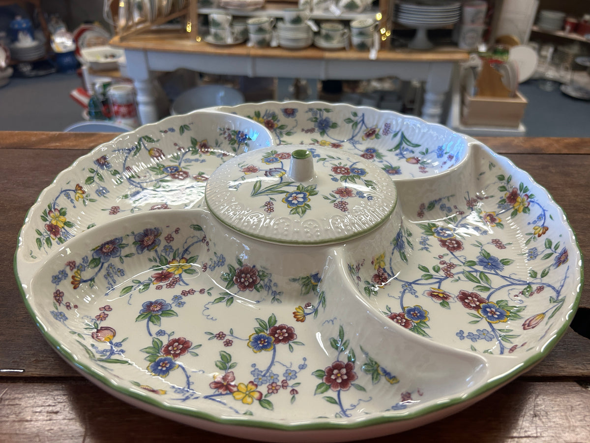 Multicolor Andrea by Sadek Floral 5 Section Platter, 13 1/2"