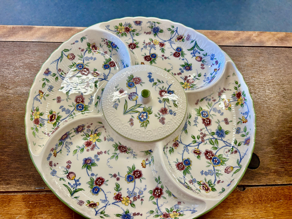 Multicolor Andrea by Sadek Floral 5 Section Platter, 13 1/2"