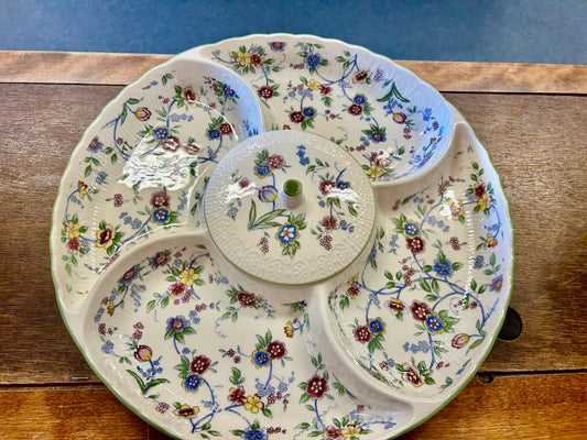 Multicolor Andrea by Sadek Floral 5 Section Platter, 13 1/2"