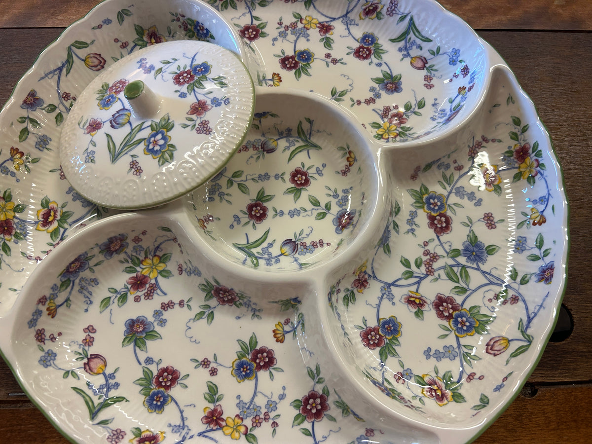 Multicolor Andrea by Sadek Floral 5 Section Platter, 13 1/2"