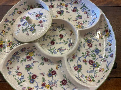 Multicolor Andrea by Sadek Floral 5 Section Platter, 13 1/2"