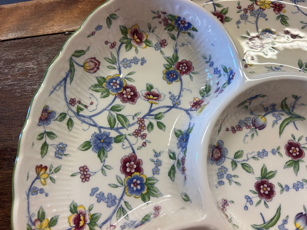 Multicolor Andrea by Sadek Floral 5 Section Platter, 13 1/2"