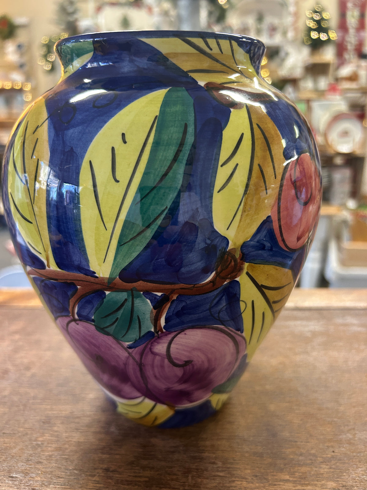 Multicolor Pottery Barn Fruit Vase Italy, 8"