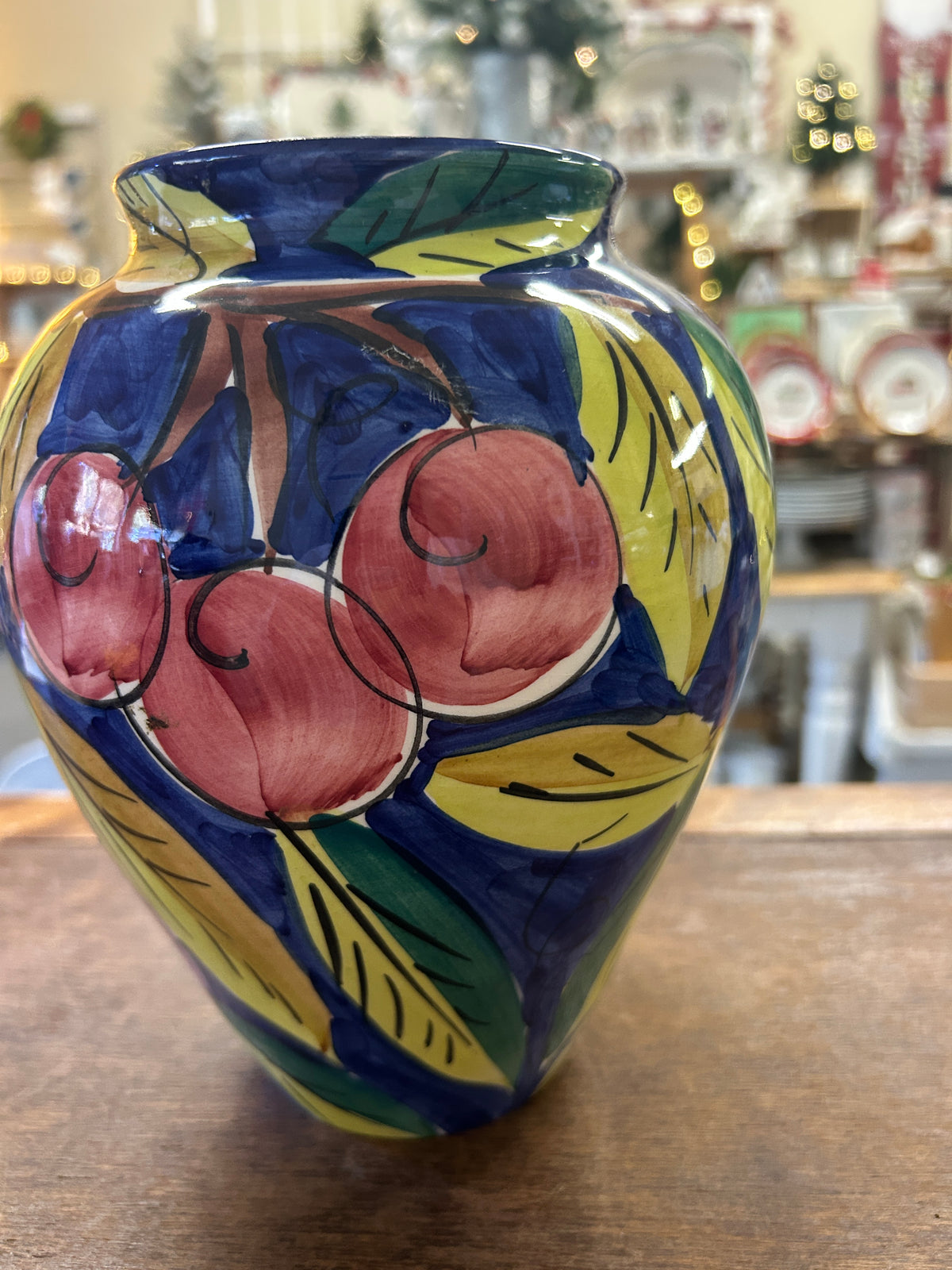 Multicolor Pottery Barn Fruit Vase Italy, 8"