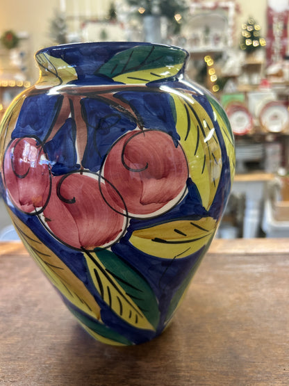 Multicolor Pottery Barn Fruit Vase Italy, 8"