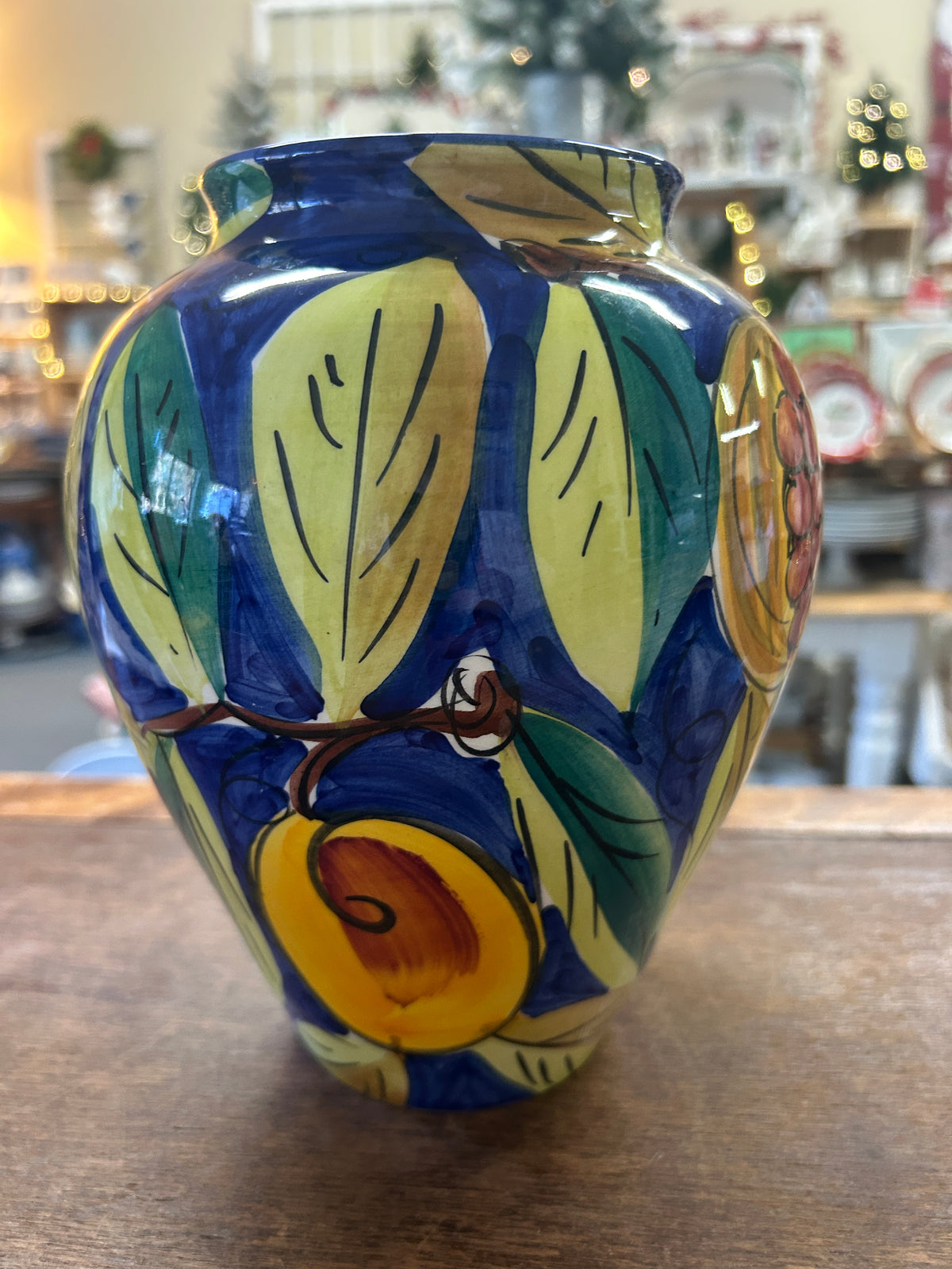 Multicolor Pottery Barn Fruit Vase Italy, 8"