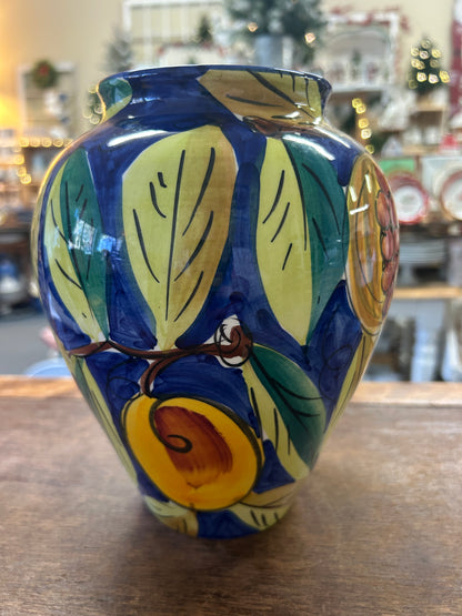 Multicolor Pottery Barn Fruit Vase Italy, 8"