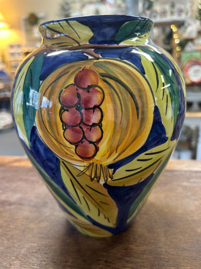 Multicolor Pottery Barn Fruit Vase Italy, 8"