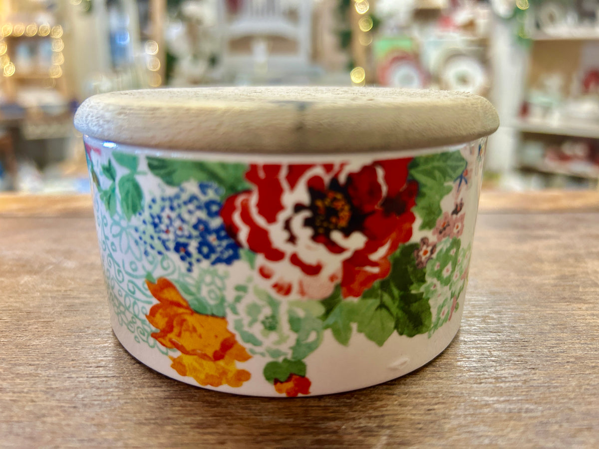 Multicolor Pioneer Woman Flowers Canister Wooden Lid, 2 1/2"