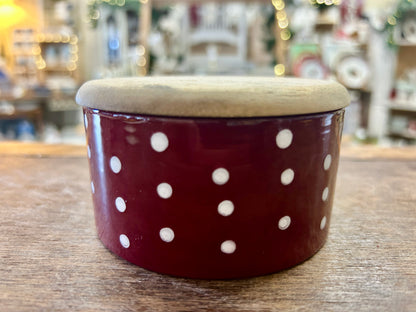 Cranberry Pioneer Woman Polka Dots Canister Wooden Lid, 2 1/2"