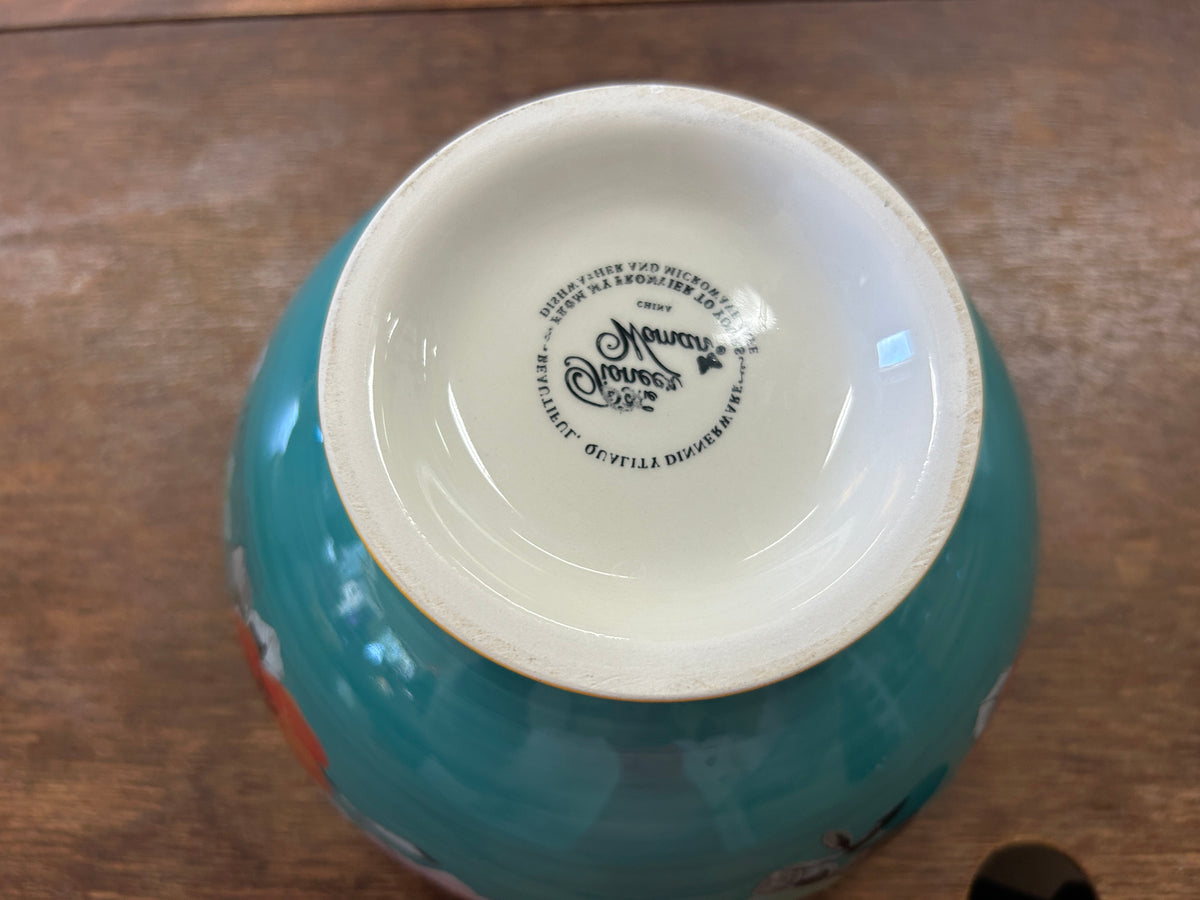 Multicolor Pioneer Woman Teal Flower Footed Bowl, 6 1/4"