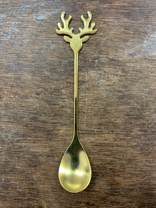 NEW Gold Reindeer Spoon, 5 1/2"