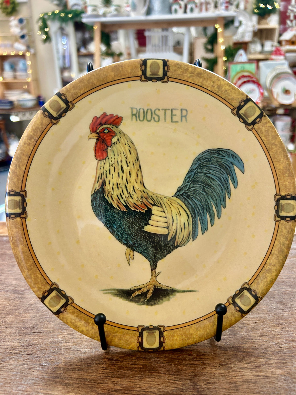 Multicolor  Rooster Plate Italy, 8"