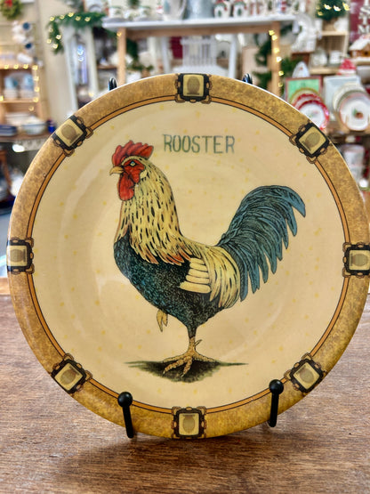 Multicolor  Rooster Plate Italy, 8"