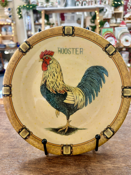 Multicolor  Rooster Plate Italy, 8"