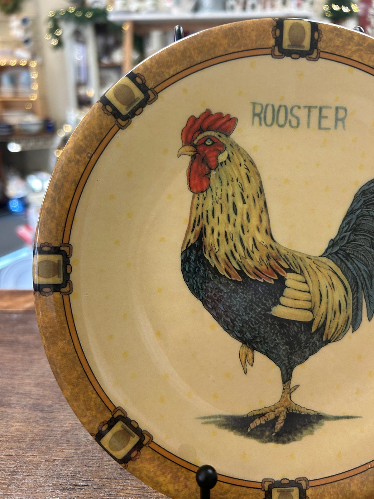Multicolor  Rooster Plate Italy, 8"