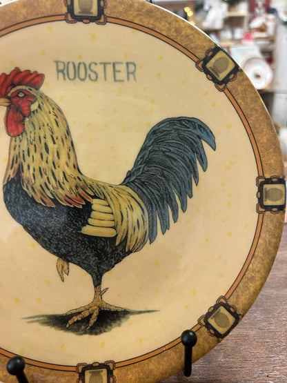 Multicolor  Rooster Plate Italy, 8"