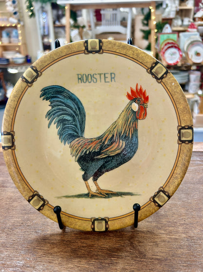 Multicolor  Rooster Plate Italy, 8"