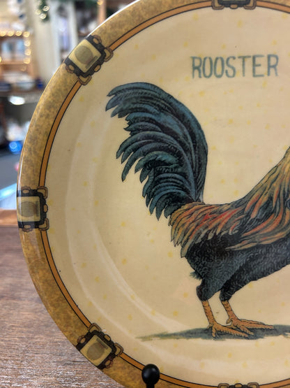Multicolor  Rooster Plate Italy, 8"