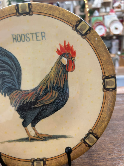 Multicolor  Rooster Plate Italy, 8"