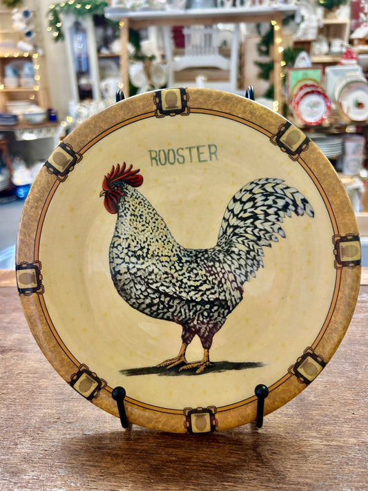 Multicolor  Rooster Plate Italy, 8"