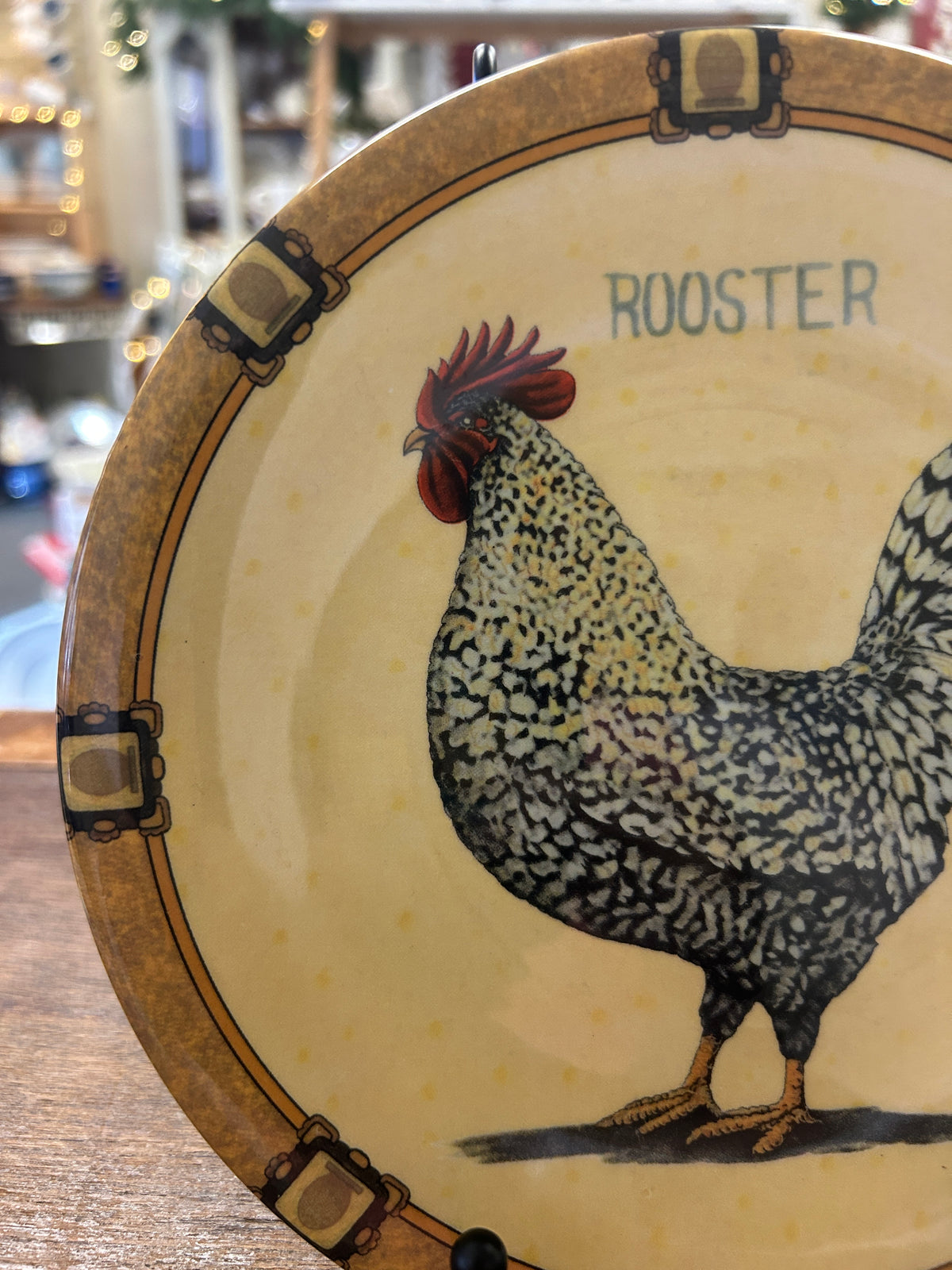 Multicolor  Rooster Plate Italy, 8"