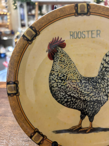 Multicolor  Rooster Plate Italy, 8"