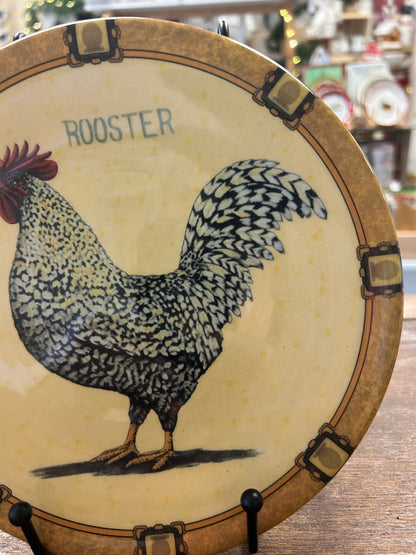 Multicolor  Rooster Plate Italy, 8"