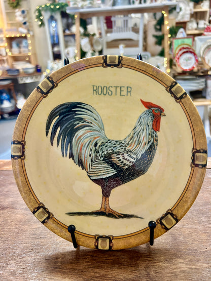 Multicolor  Rooster Plate Italy, 8"