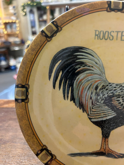 Multicolor  Rooster Plate Italy, 8"