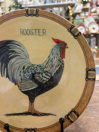 Multicolor  Rooster Plate Italy, 8"