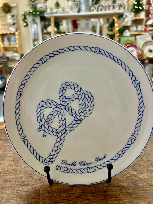 Blue & White Schmid Double Chain Picot Sailor Plate, 8"