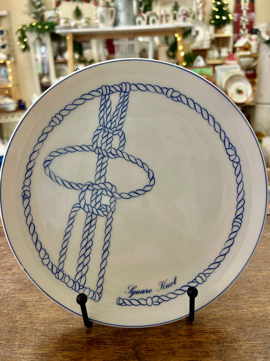 Blue & White Schmid Square Knot Sailors' Plate, 8"