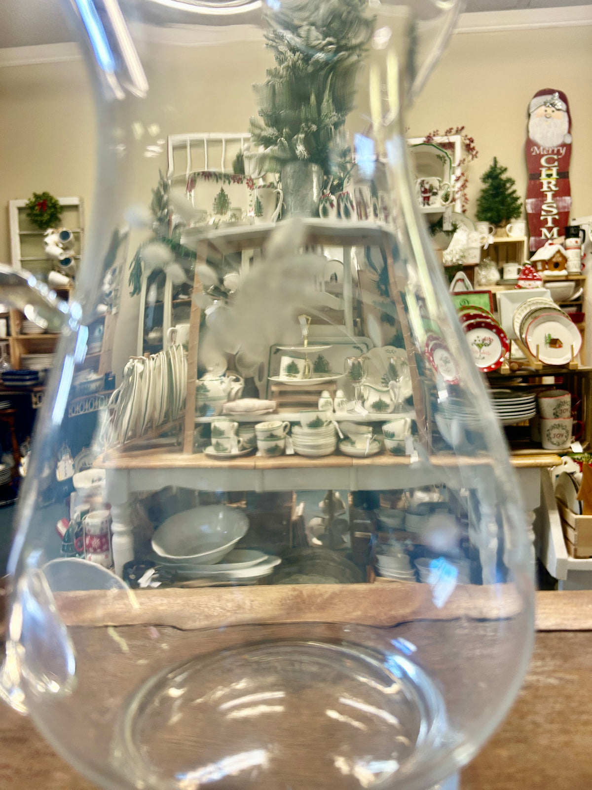 Clear Princess House Heritage Etched Pitcher, 10"