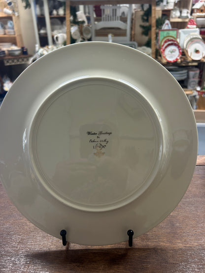 Red Green White Lenox Winter Greetings Cardinal Plate, 10 3/4"