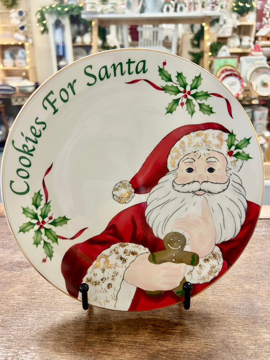 Red Green White Lenox Cookies for Santa Plate, 9"