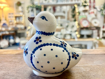 Blue & White Boleslawiec Polish Pottery Duck, 4"