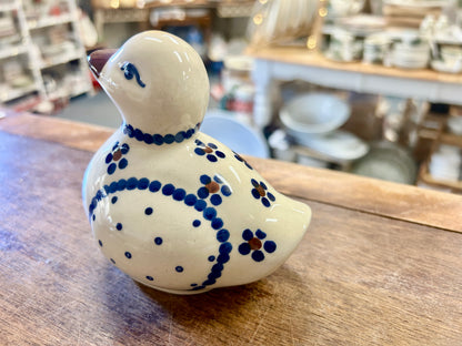 Blue & White Boleslawiec Polish Pottery Duck, 4"