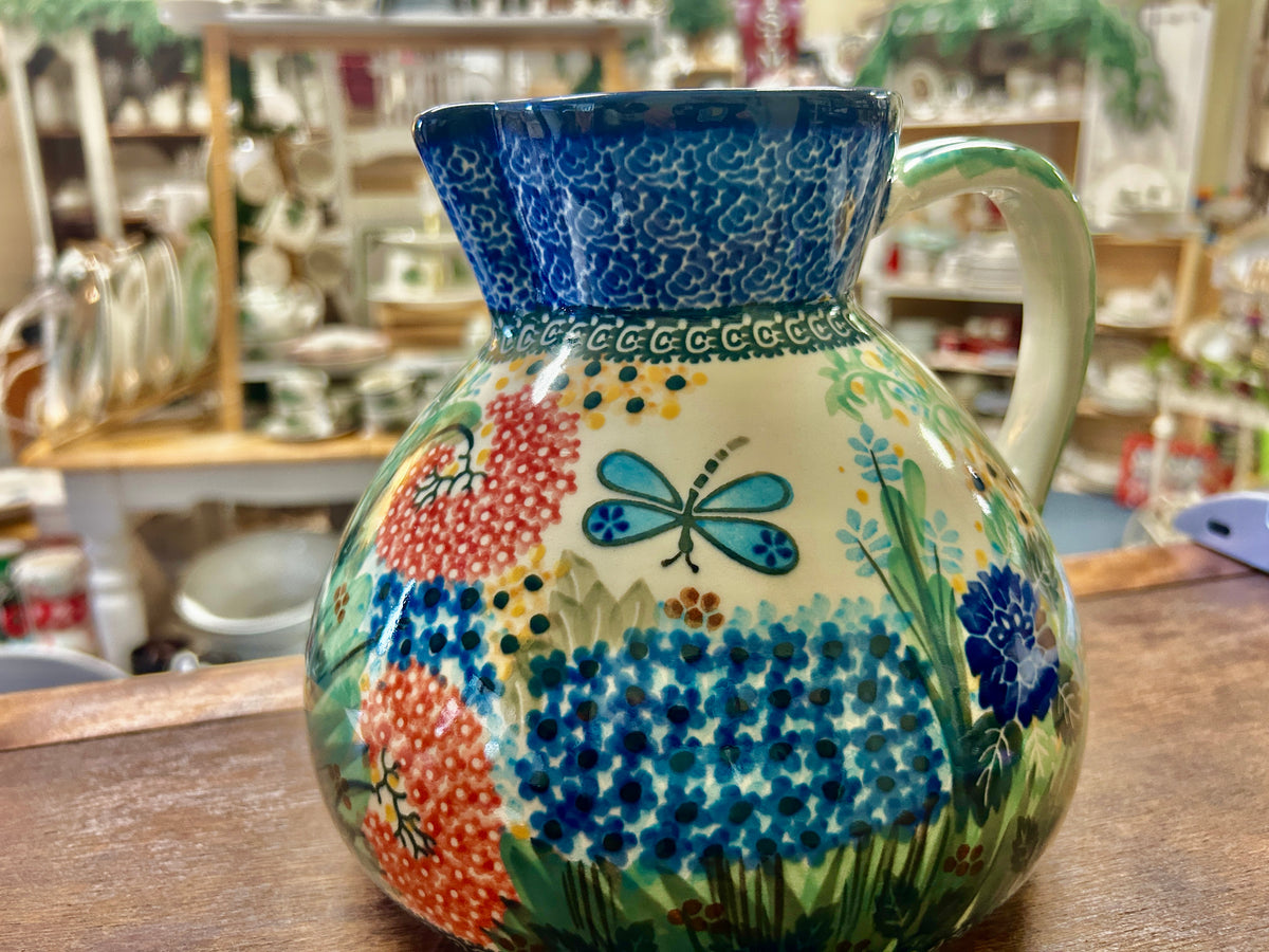 Multicolor UNIKAT Polish Pottery Garden Delight Pitcher, 7"