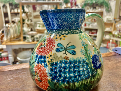 Multicolor UNIKAT Polish Pottery Garden Delight Pitcher, 7"