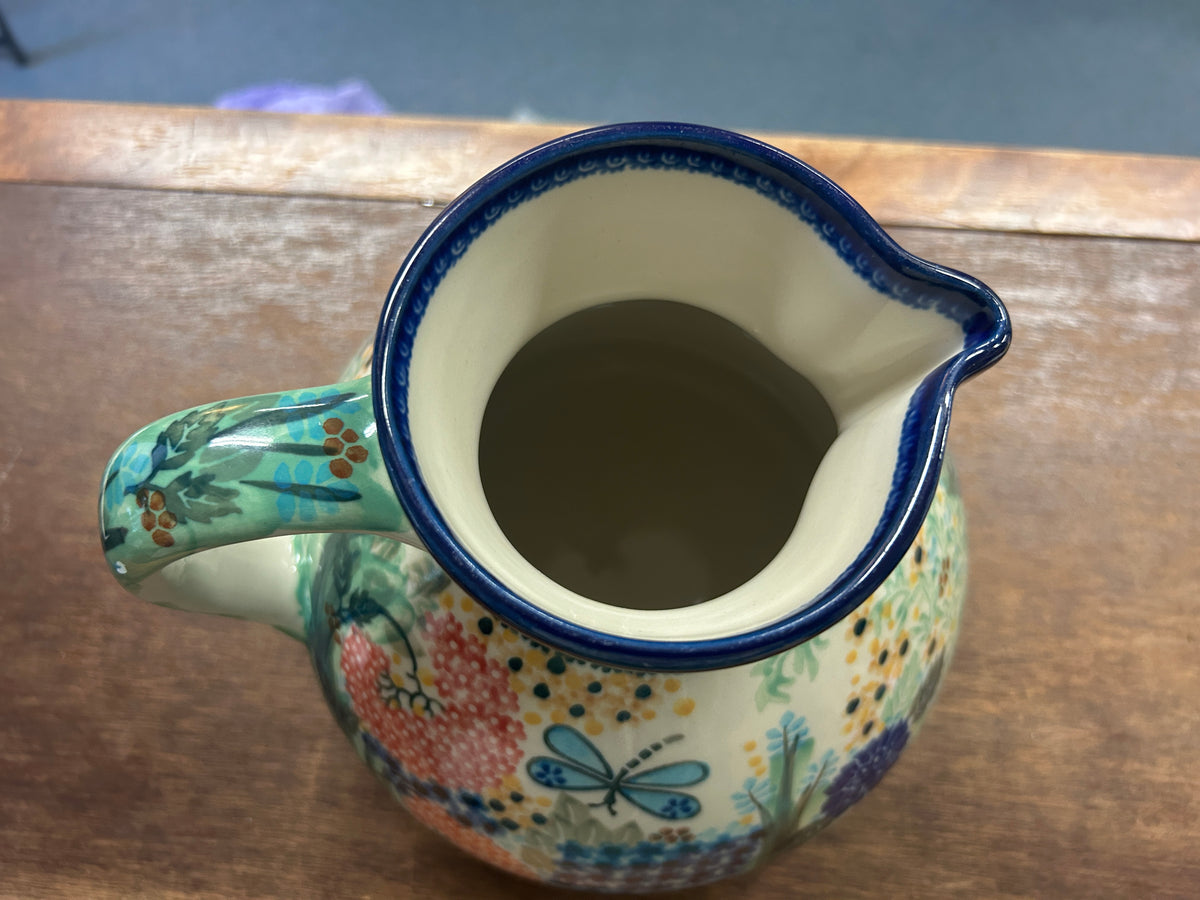 Multicolor UNIKAT Polish Pottery Garden Delight Pitcher, 7"