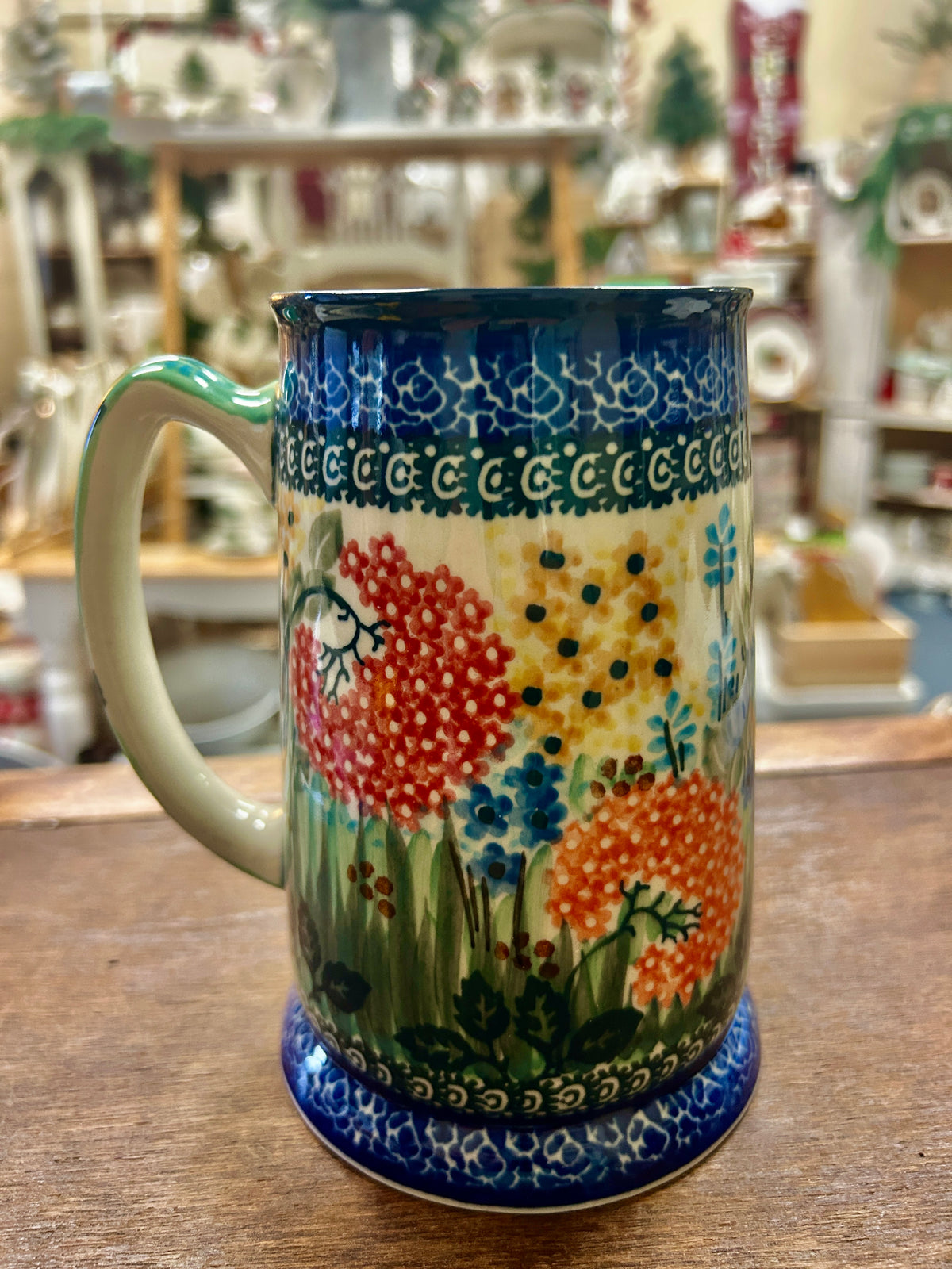Multicolor UNIKAT Polish Pottery Beer Mug Stein, 6 1/4"
