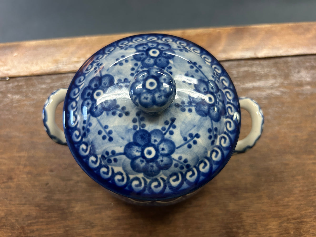 Blue UNIKAT Polish Pottery Sugar Bowl Handles, 5 1/2"