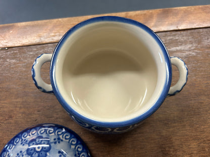Blue UNIKAT Polish Pottery Sugar Bowl Handles, 5 1/2"